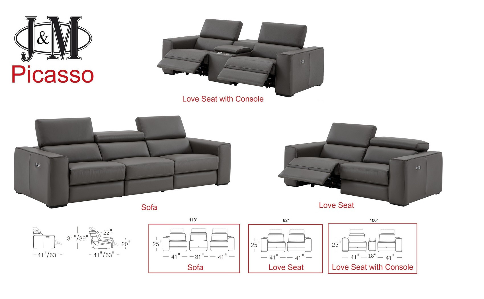 Picasso Sofa Set Dark Grey J&M Furniture