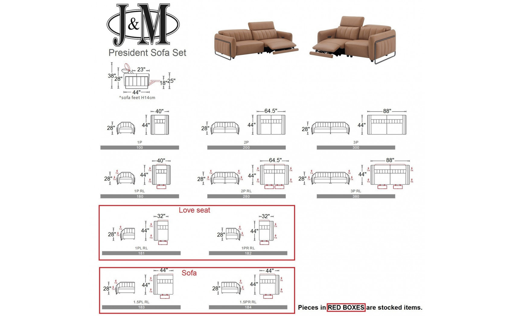 President Sofa Set Cognac J&M Furniture